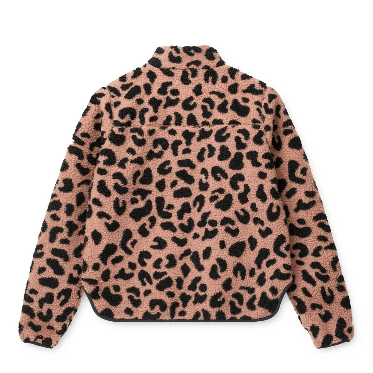 Eine kuschelige pink und schwarz leopard print fleecejacke aus weichem, plüschigem fleecematerial von nelson adult pile jacket mega leo pale tuscany