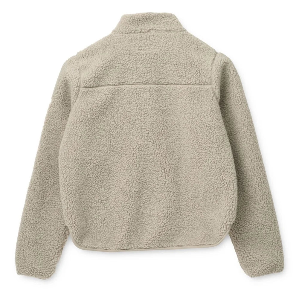 Beige Nelson Adult Pile Jacket in Mist mit hohem Kragen und weicher Textur
