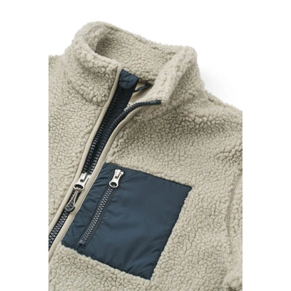 Beige Nelson Adult Pile Jacket Mist mit dunkelblauem Reißverschluss-Tasche