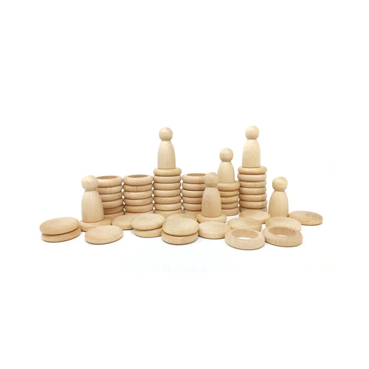 Natürliche Holz-Nins Stapelringe mit Stiften und Münzen