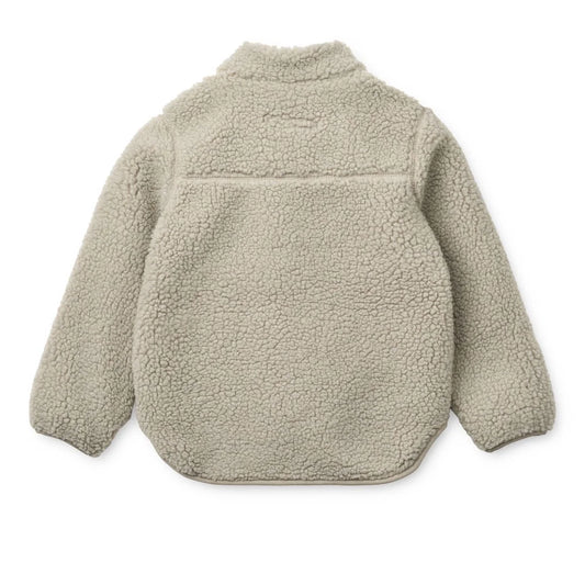 Beige Sherpa-Fleecejacke Nolan Mist mit hohem Kragen und Rippbündchen