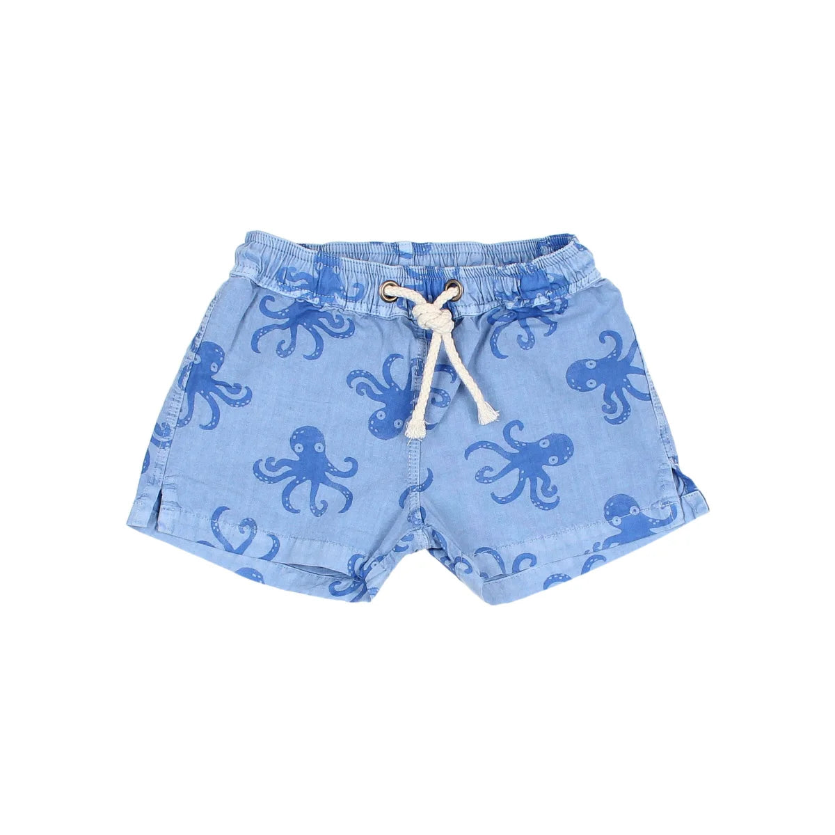 Octopus Swimsuit Surf Blue: hellblaue Badehose mit Oktopus-Print, elastischer Bund