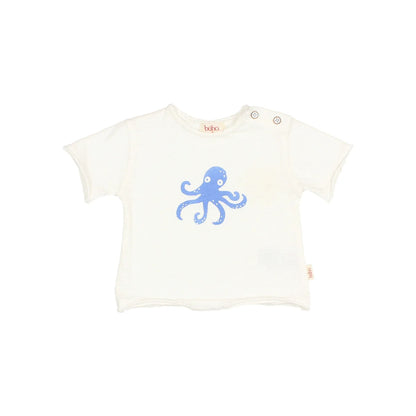 Nachhaltige Babykleidung Schweiz: Cremefarbenes Octopus T-Shirt weiss