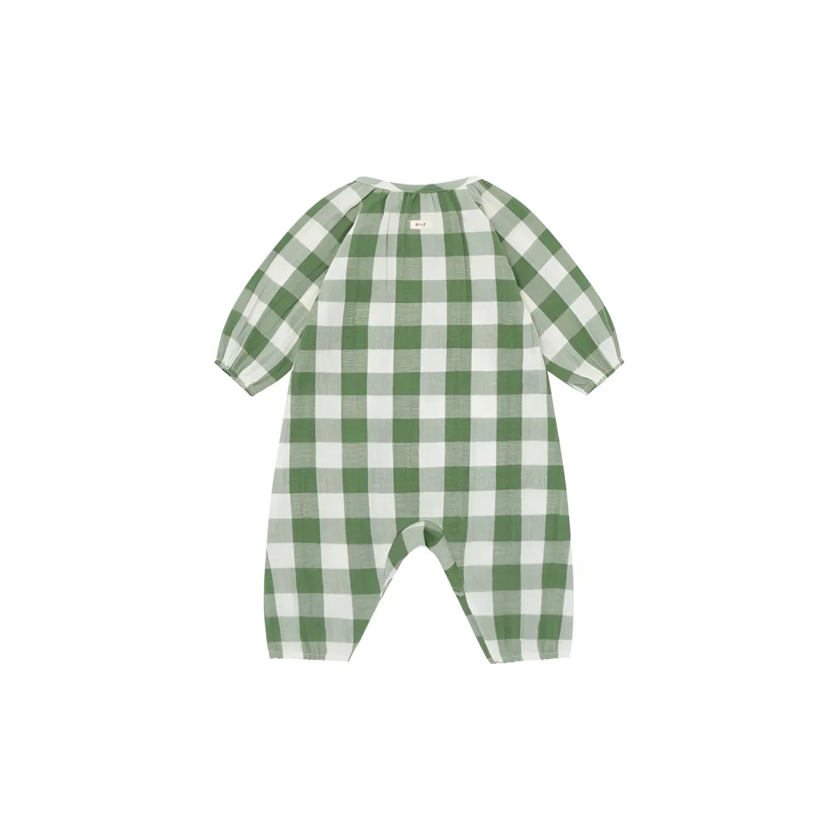 Baby Onesie Wheat Dill Gingham: weiches grünes-weisses Karo-Langarmromper