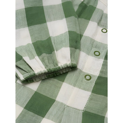 Onesie Wheat Dill Gingham: grün-weiß kariertes Hemd, weicher Gewebe
