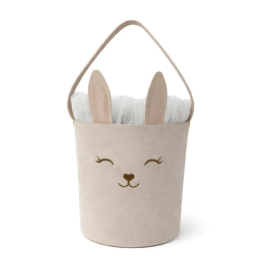 Osterkorb Lizzy Vanilla Latte: Beige Osterkorb mit Hasengesicht und Stoffohren