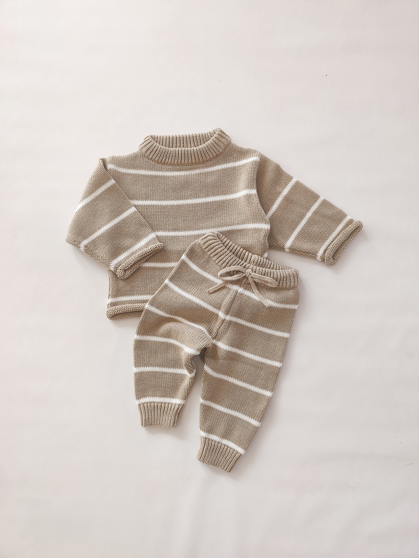 romi. Oversize Knit Pullover Stripe | Sand - Pullover