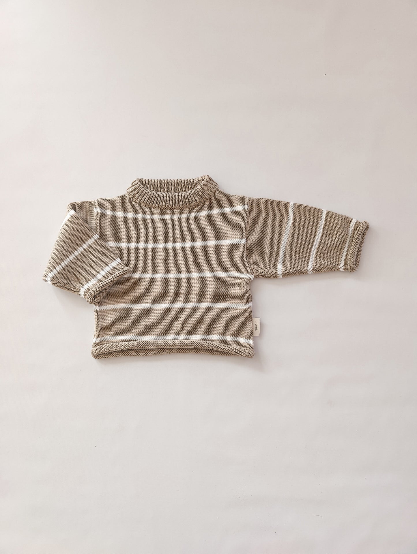 romi. Oversize Knit Pullover Stripe | Sand - Pullover