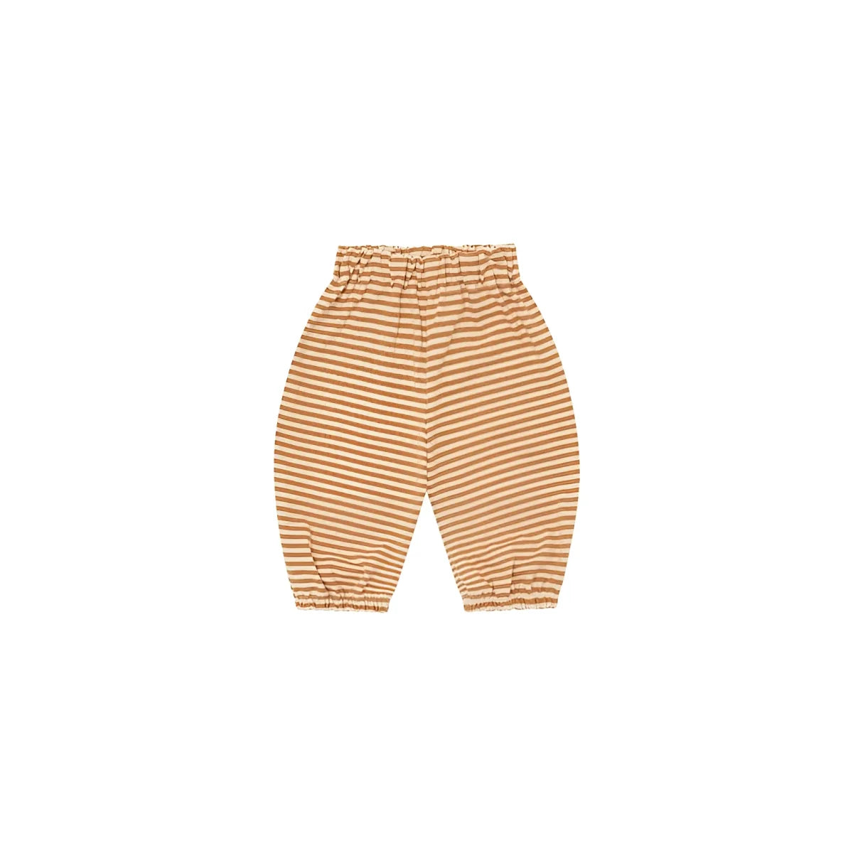 Tan und creme gestreifte babyhose mit elastischem bund und bündchen in copper stripes design