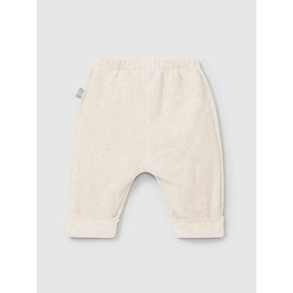 Hautwertige cremfarbene Baby-Sweatpants mit elastischem Bund und Bündchen an den Knöcheln
