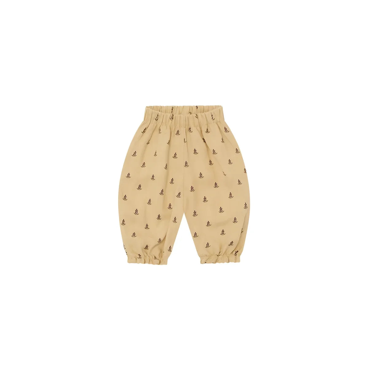 Beige Kinderhose mit braunem Anker-Muster, Gummibund, Lavender Bloom Gardener