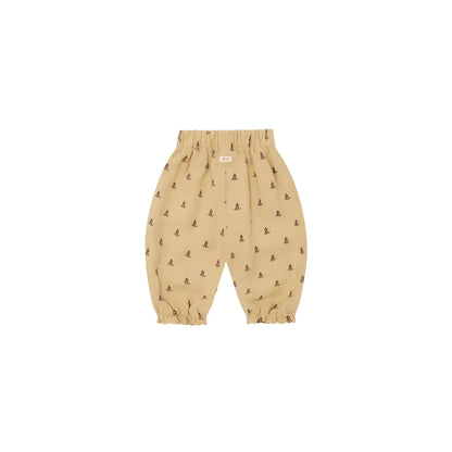 Beige Kinderhose mit schwarzem Anker-Muster und Gummibündchen, Lavender Bloom Gardener