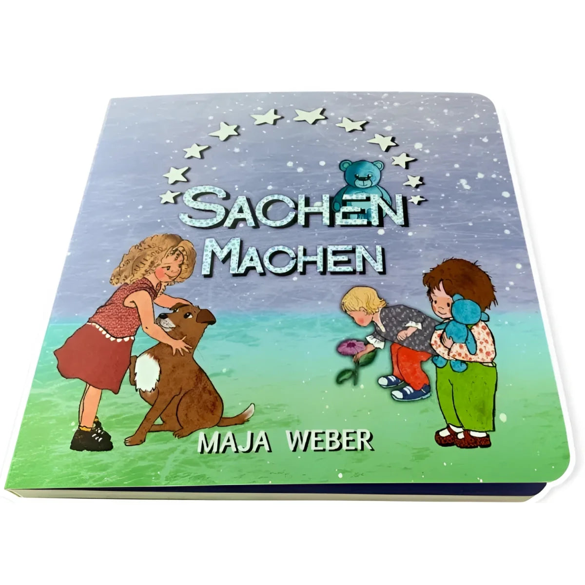 Papp-Bilderbuch für kleine Kinder mit abgerundeten Ecken und bunten Illustrationen