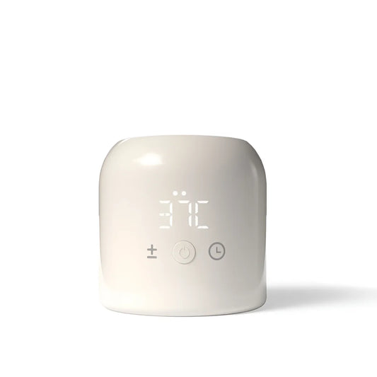 Tragbarer Flaschenwärmer TooGo 2.0: Cremefarbener zylindrischer Thermometer