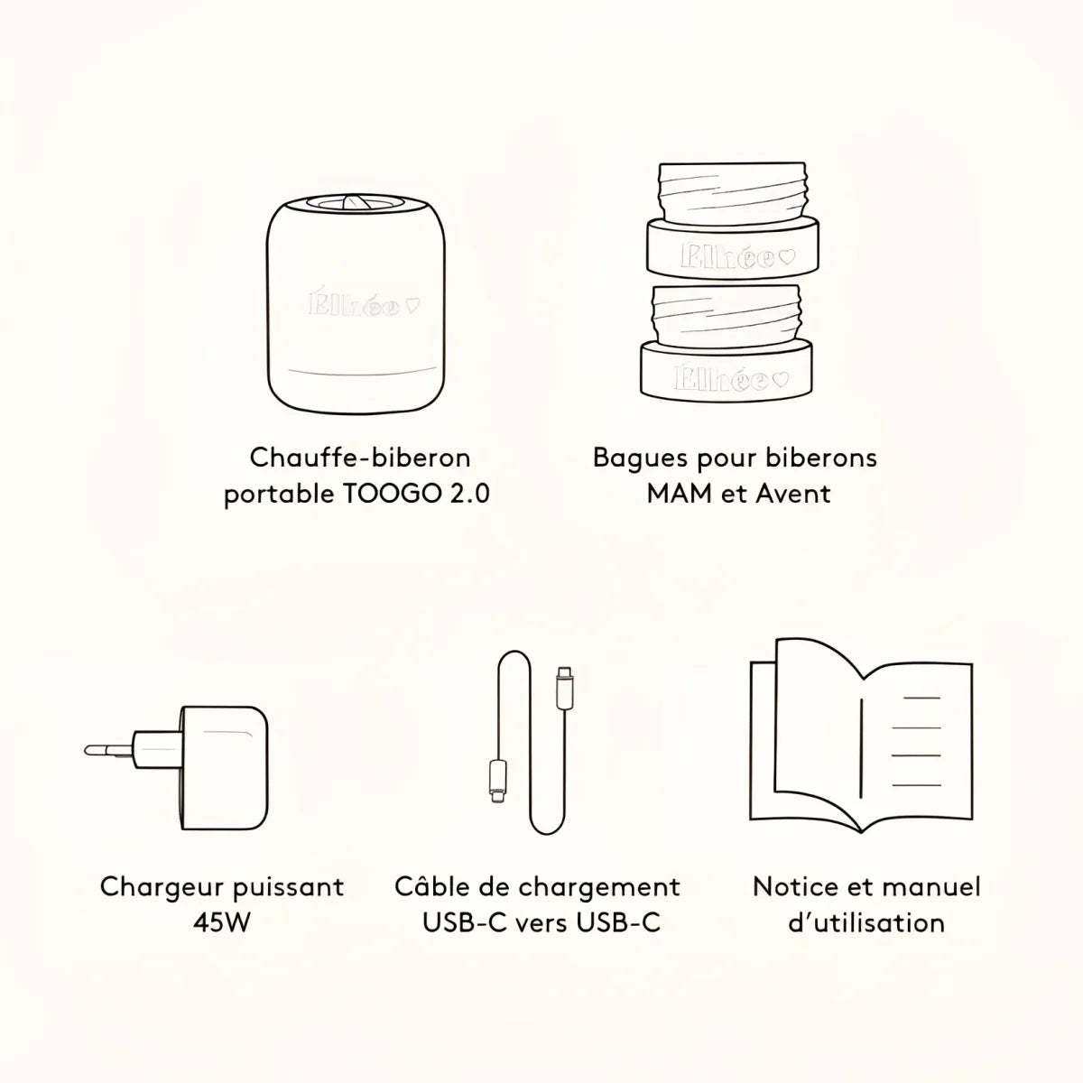 Tragbarer Flaschenwärmer TooGo 2.0 von biléa, kompakt zylindrisch