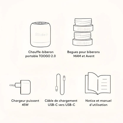 Tragbarer Flaschenwärmer TooGo 2.0 von biléa, kompakt zylindrisch