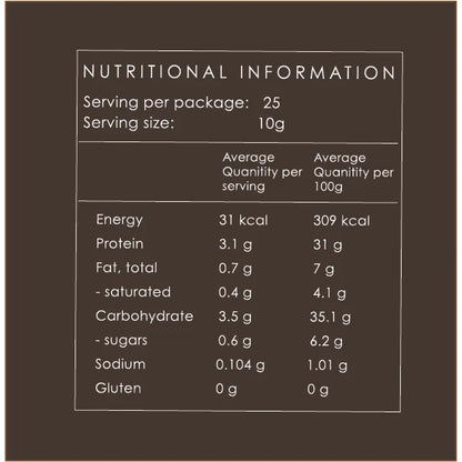 Nährwerttabelle des Postpartum Collagen Schokoladengetränk im Glas 110g