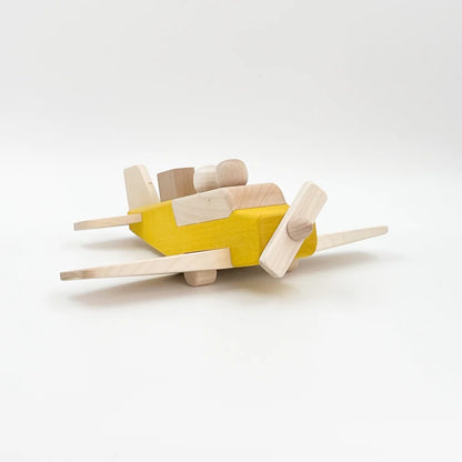 Gelbes Holzspielzeugflugzeug Propellerflugzeug BONNIE für Kinder