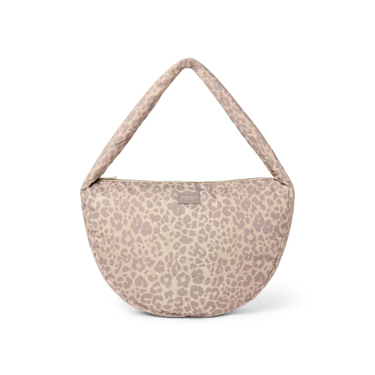 Noos puffy cross body bag braun mit Leopardmuster und seitlichen Fächern