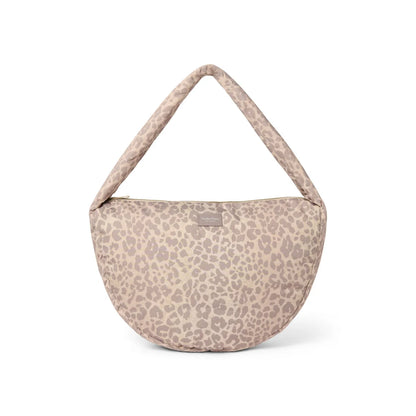 Noos puffy cross body bag braun mit Leopardmuster und seitlichen Fächern