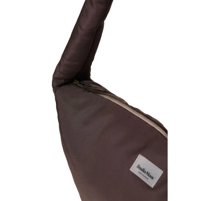 Braune gepolsterte Schultertasche mit Reißverschluss, Puffy Cross Body Bag Brown