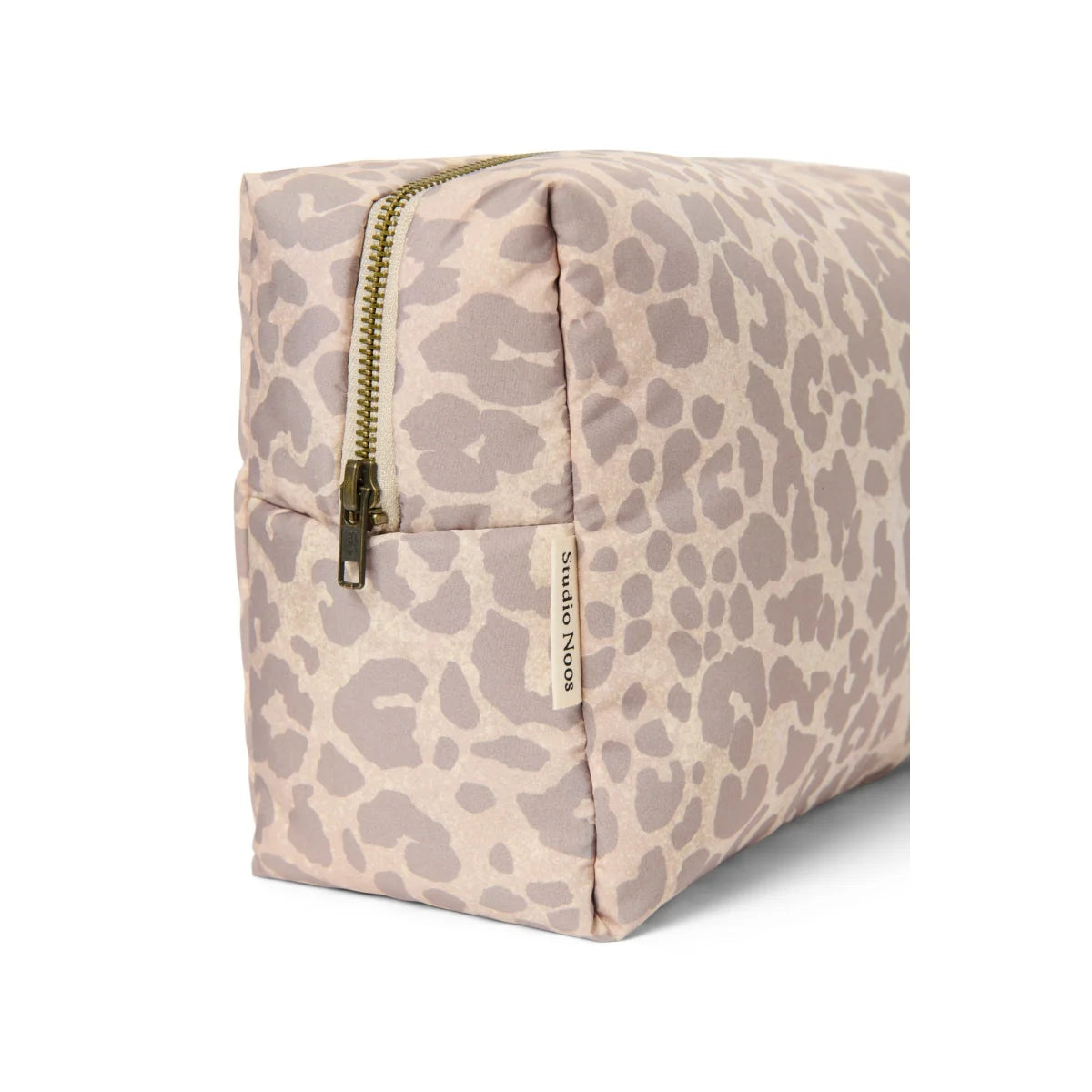 Beige Leopard Puffy Kosmetiktasche Studio Noos mit Goldreißverschluss