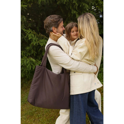 Dunkelbraune weiche Tragetasche für Damen, Puffy Mom Bag in Braun