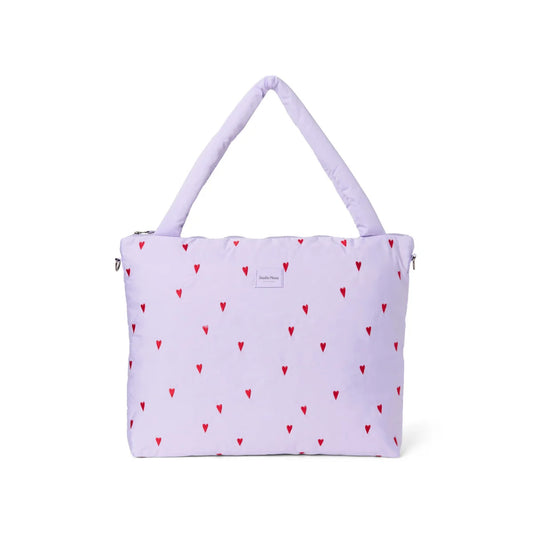 Puffy Mom Lila Hearts Tragetasche in Lavendel mit roten Herzen
