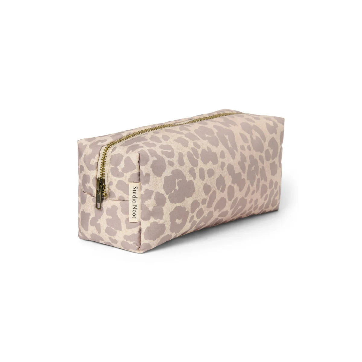 Puffy necessaire beige Leopard-Muster mit Goldreißverschluss