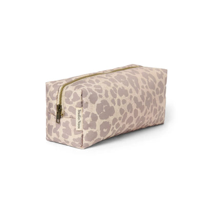 Puffy necessaire beige Leopard-Muster mit Goldreißverschluss