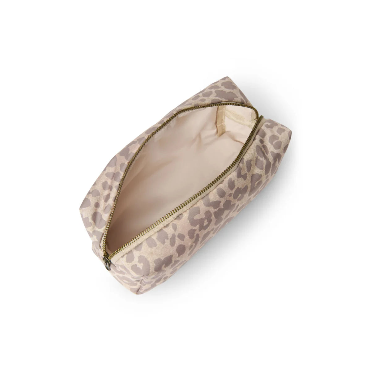 Puffy necessaire beige Leopardmuster mit Goldreißverschluss