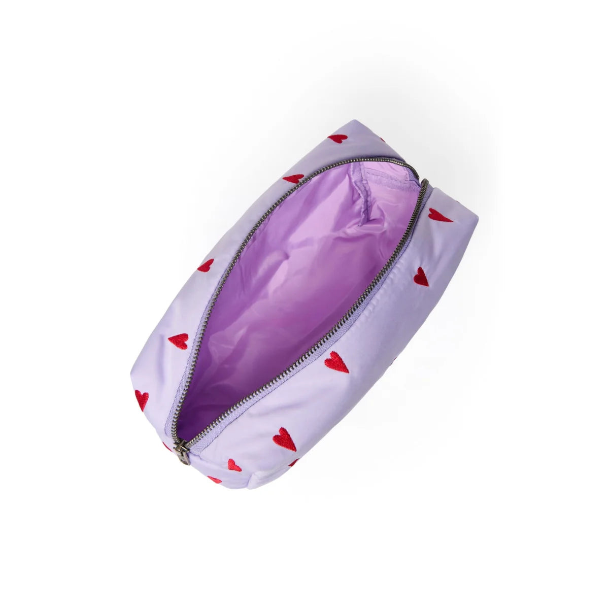 Puffy necessaire lila herzen mit roter herz-musterung