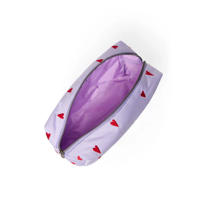 Puffy necessaire lila herzen mit roter herz-musterung