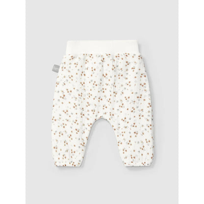 Creamfarbene Babyhosen mit all-over zartem Blumenmuster und elastischen Bündchen