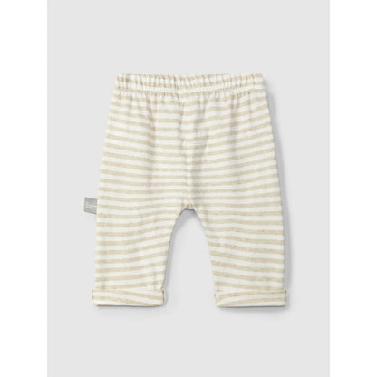Beige-creme gestreifte Pull-on-Hose für Babys mit Gummibund