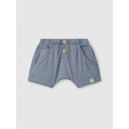 Pull-up Shorts Indigo: weiche blaue Baumwollshorts nachhaltige Babykleidung Schweiz