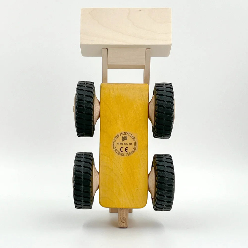 Holzspielzeug LKW mit schwarzen Reifen für Radlader BETTY