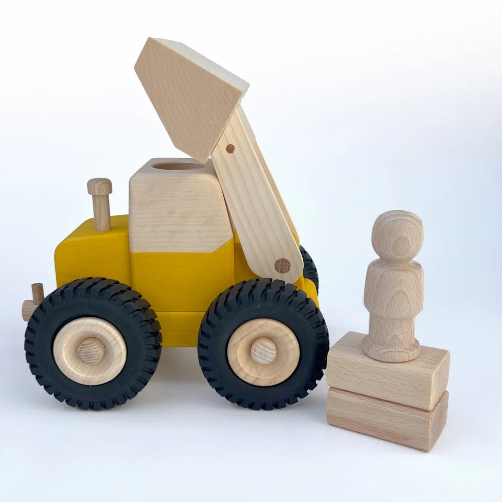 Holzspielzeug Radlader BETTY mit Figur, langlebiges Kinder-Spielzeug für drinnen und draußen