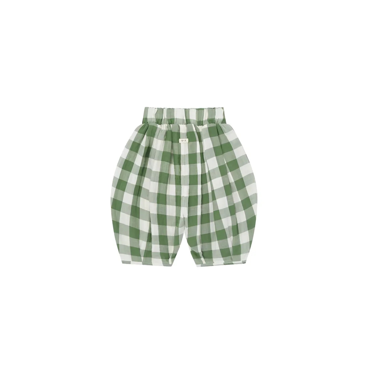 Grüne-weiße Gingham-Shorts Resort Pants Dill Gingham, elastischer Bund