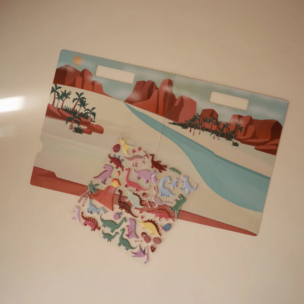 Dinosaur Sticker Szene aus dem wiederverwendbaren Dino Aufkleberset
