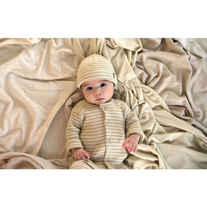 Baby in GOTS-zertifizierter Bio-Baumwolle Rib Beanie Biscuit Stripe
