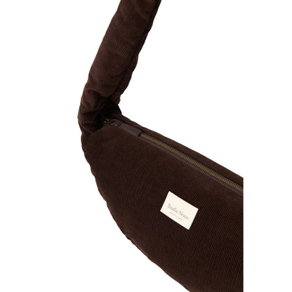 Rib Puffy Mini Cross Body Bag | Dark Brown