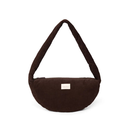 Rib Puffy Mini Cross Body Bag | Dark Brown