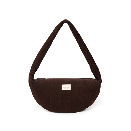 Rib Puffy Mini Cross Body Bag | Dark Brown
