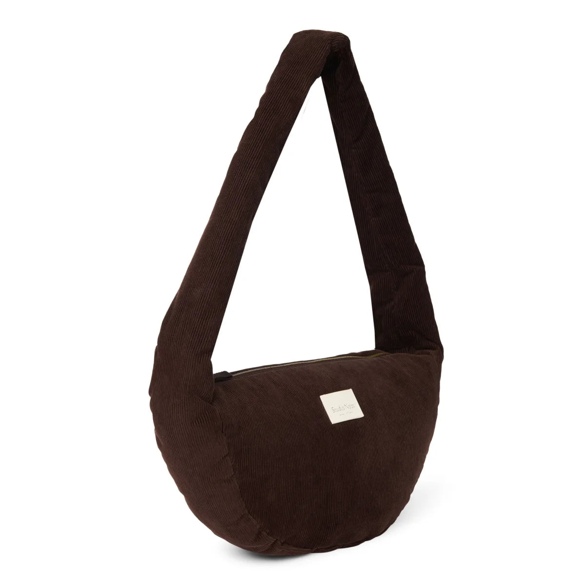 Rib Puffy Mini Cross Body Bag | Dark Brown