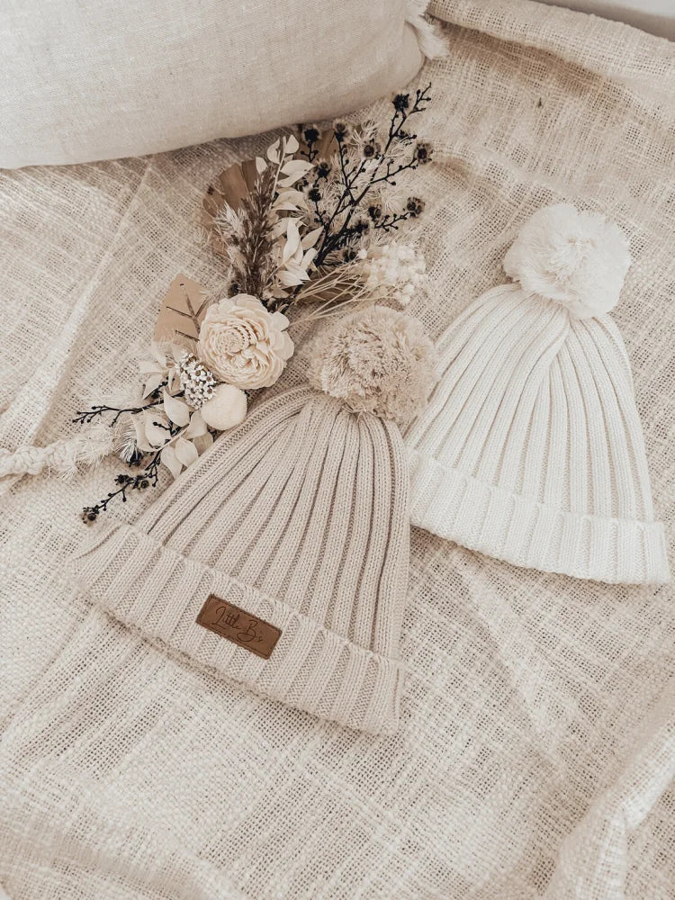 Little B’s nursery Ribbed Beanie | Honey Milk - 0-3