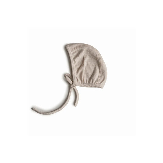 Mushie Ribbed Bonnet | Beige Melange - Beanie