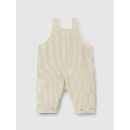 Creamfarbene Corduroy-Babymode mit elastischen Fußbündchen, Modell Ribbed Velvet Dungarees Sand