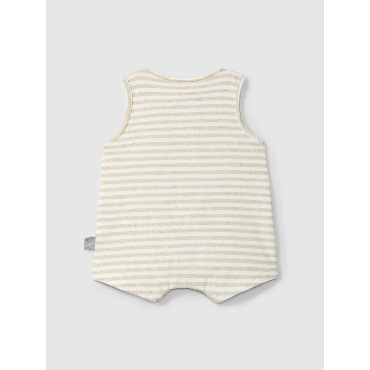 Snug gestreifter Strampler kurz aus Leinen in Creme-Beige