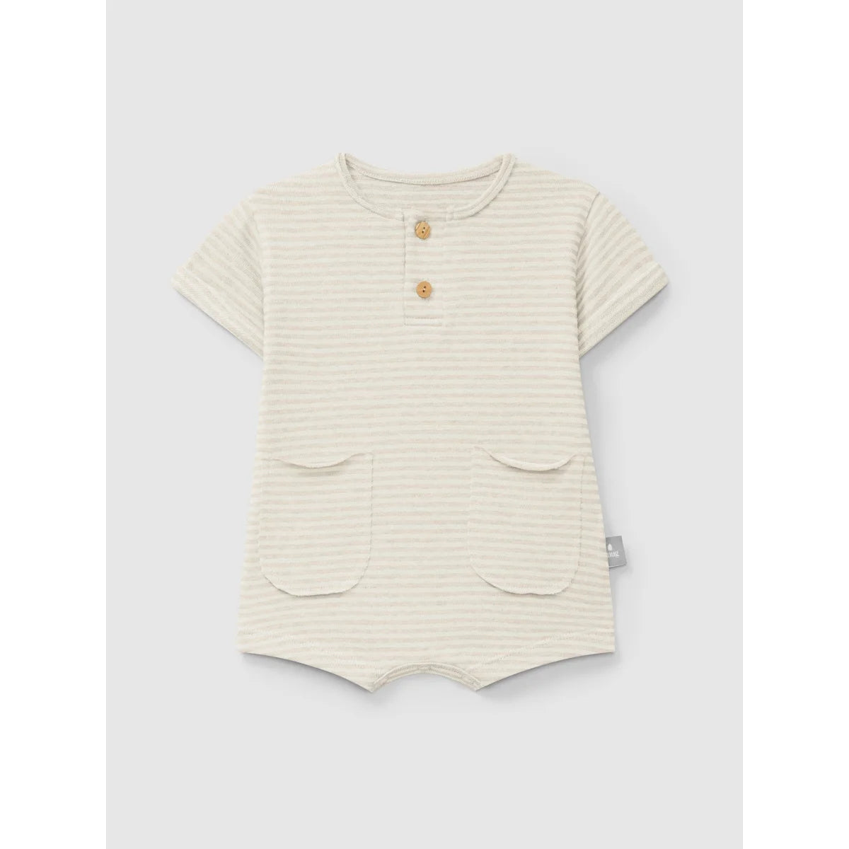 Gestreifter Baby-Romper mit Taschen im Produkt Romper | gestreift natur